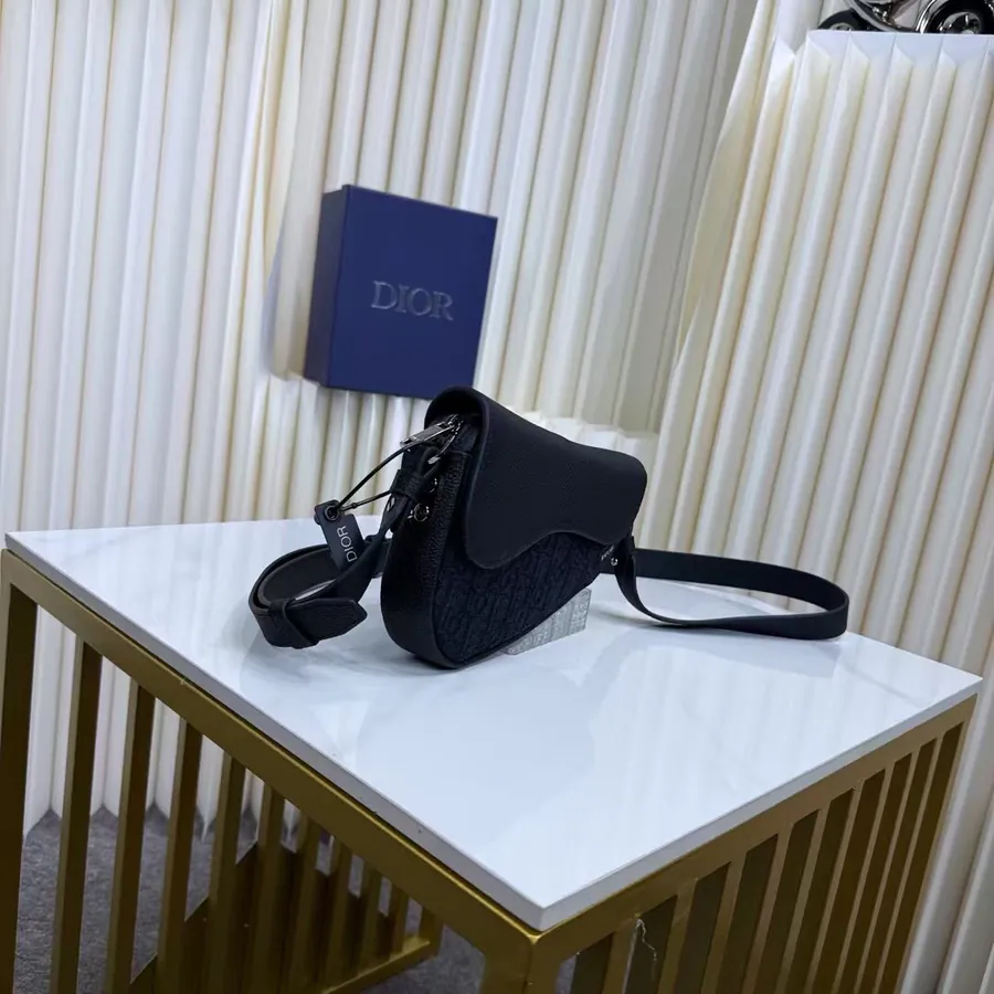Dior Mini Saddle Bag with Magnetic Clasp and Adjustable Strap