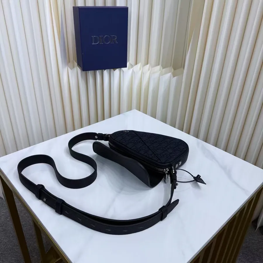 Dior Mini Saddle Bag with Magnetic Clasp and Adjustable Strap