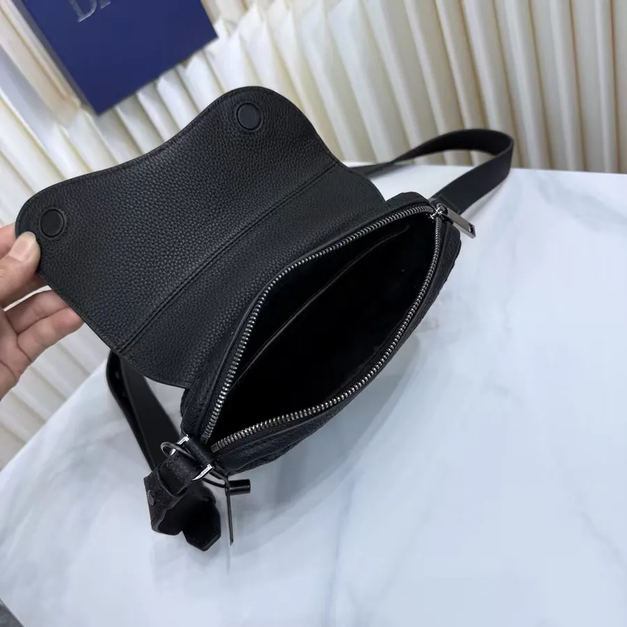 Dior Mini Saddle Bag with Magnetic Clasp and Adjustable Strap