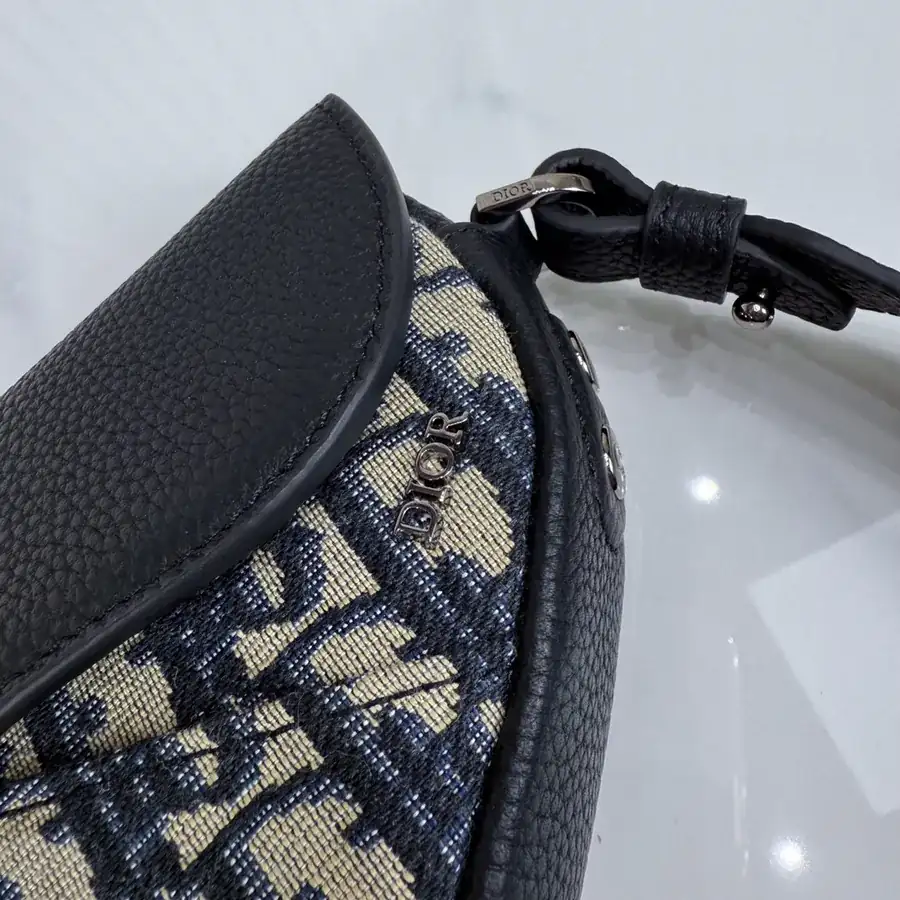 Mini Saddle Bag with Grained Calfskin Trim