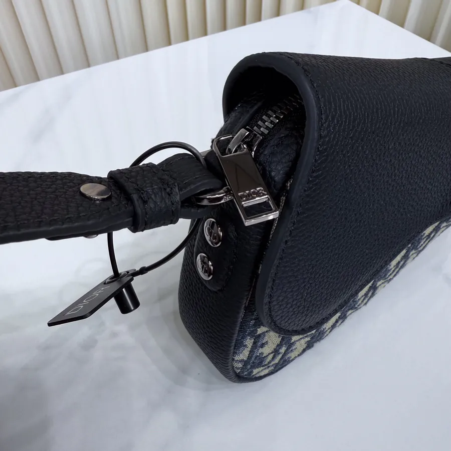 Mini Saddle Bag with Grained Calfskin Trim