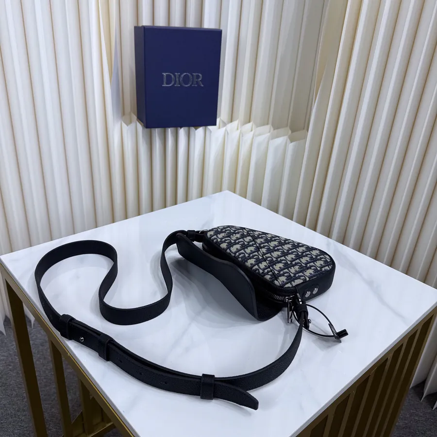Mini Saddle Bag with Grained Calfskin Trim