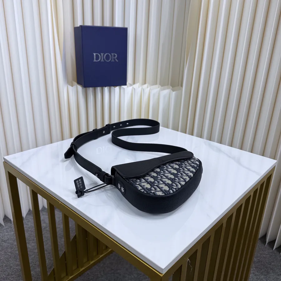 Mini Saddle Bag with Grained Calfskin Trim