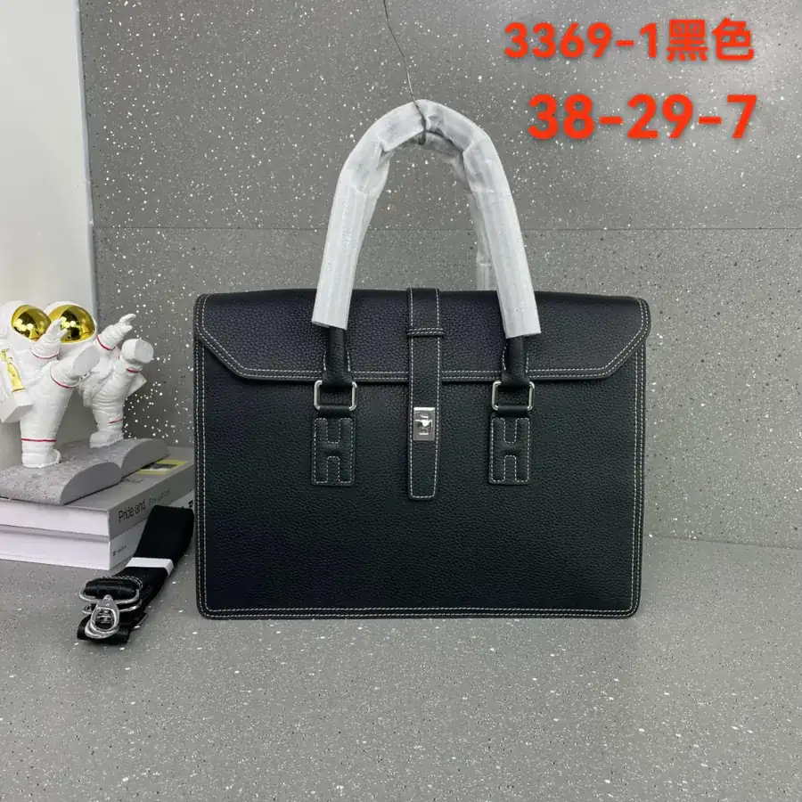 Hermès Original New Men's Briefcase 3369 1 Blue, Black, Terracotta