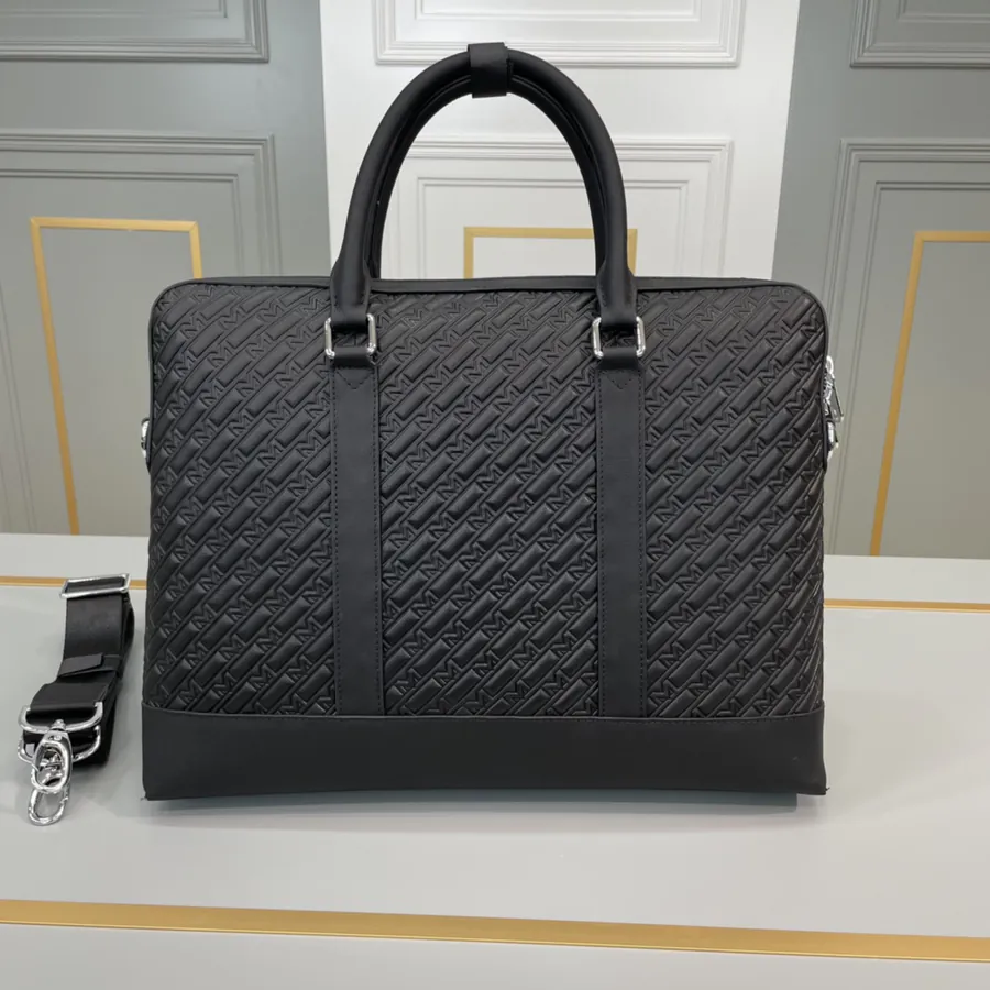 New MONTBLANC Men's Briefcase Premium Leather, Elegant Design