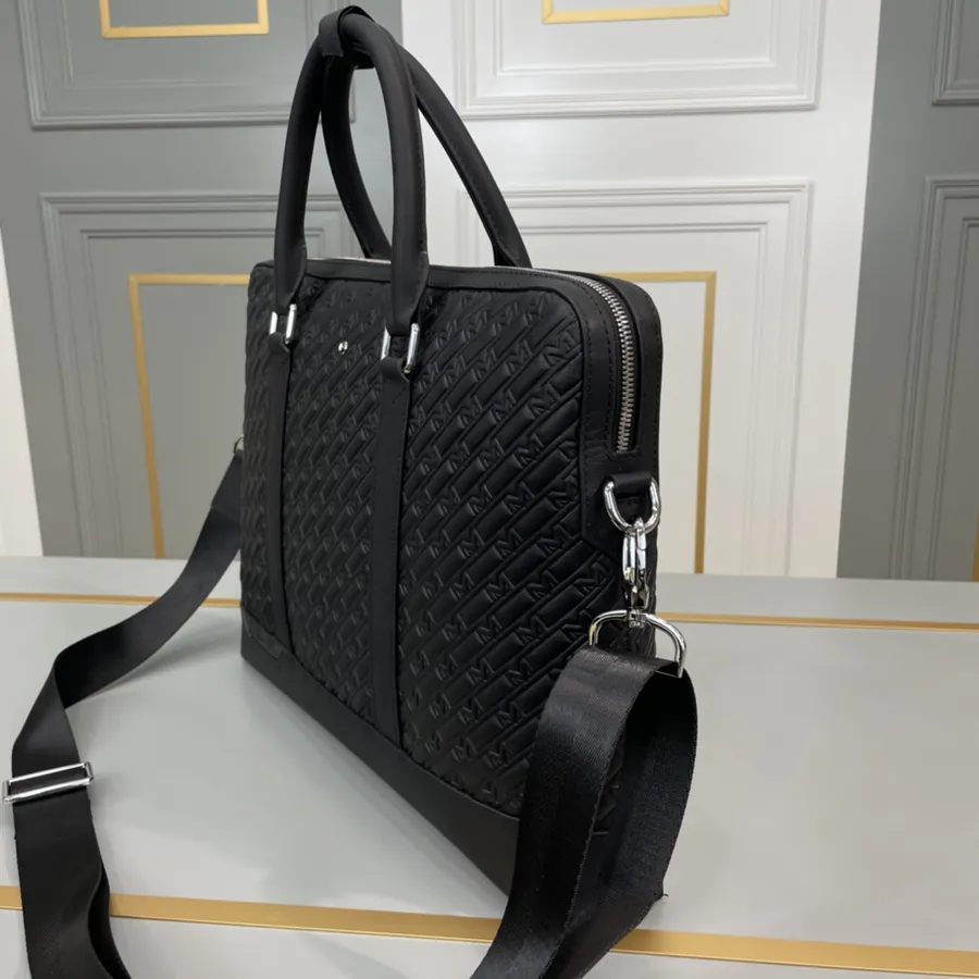 New MONTBLANC Men's Briefcase Premium Leather, Elegant Design