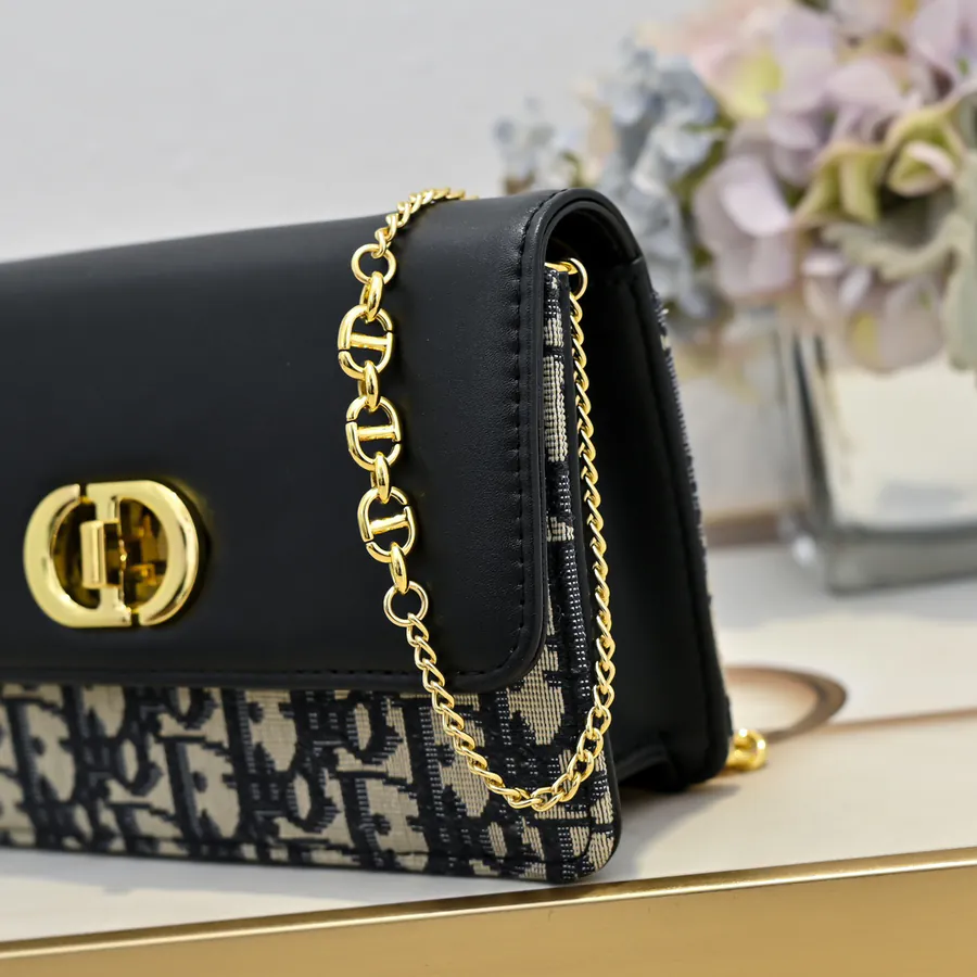 Miss Caro Chain Bag with Oblique Print