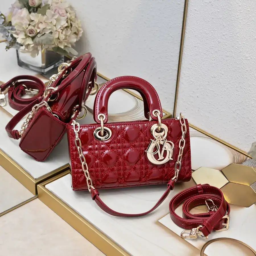 Lady D−Joy Crossbody Bag in Glossy Calfskin