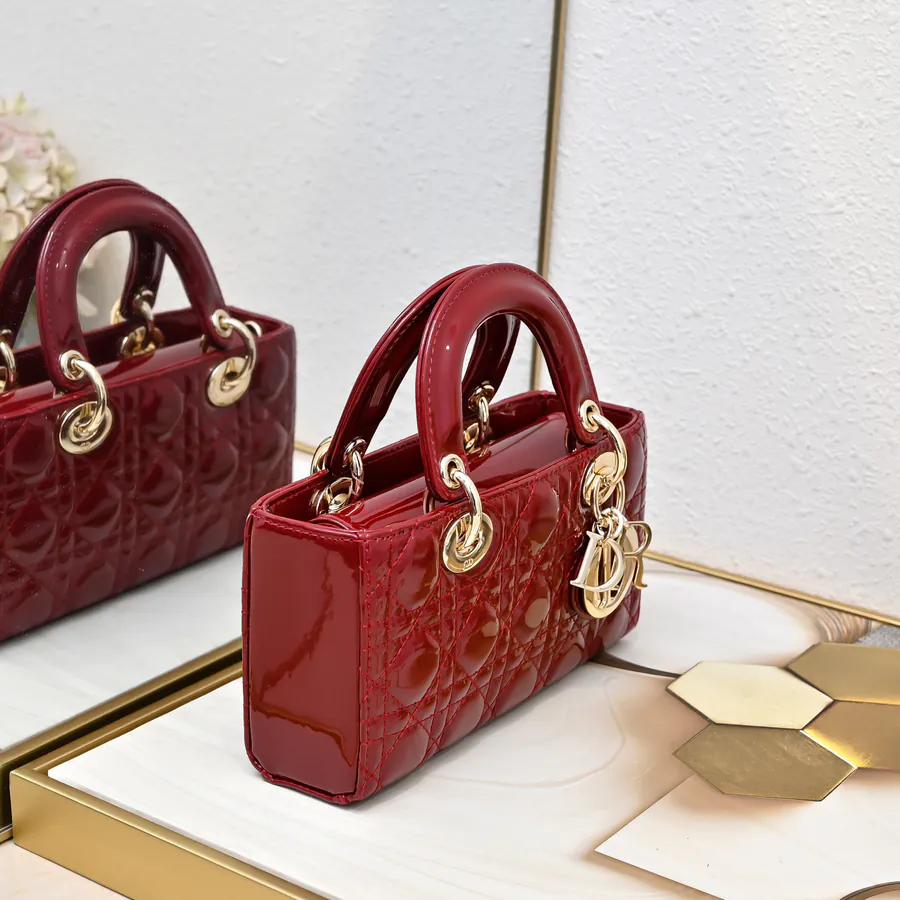 Lady D−Joy Crossbody Bag in Glossy Calfskin