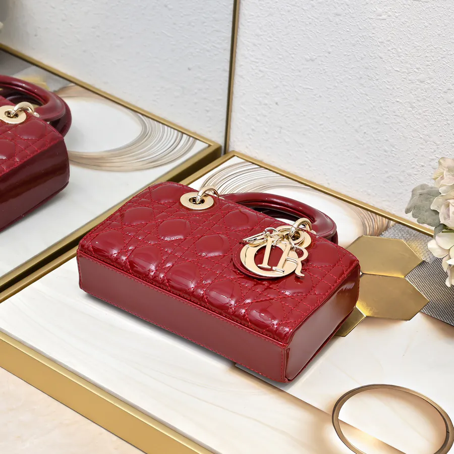 Lady D−Joy Crossbody Bag in Glossy Calfskin