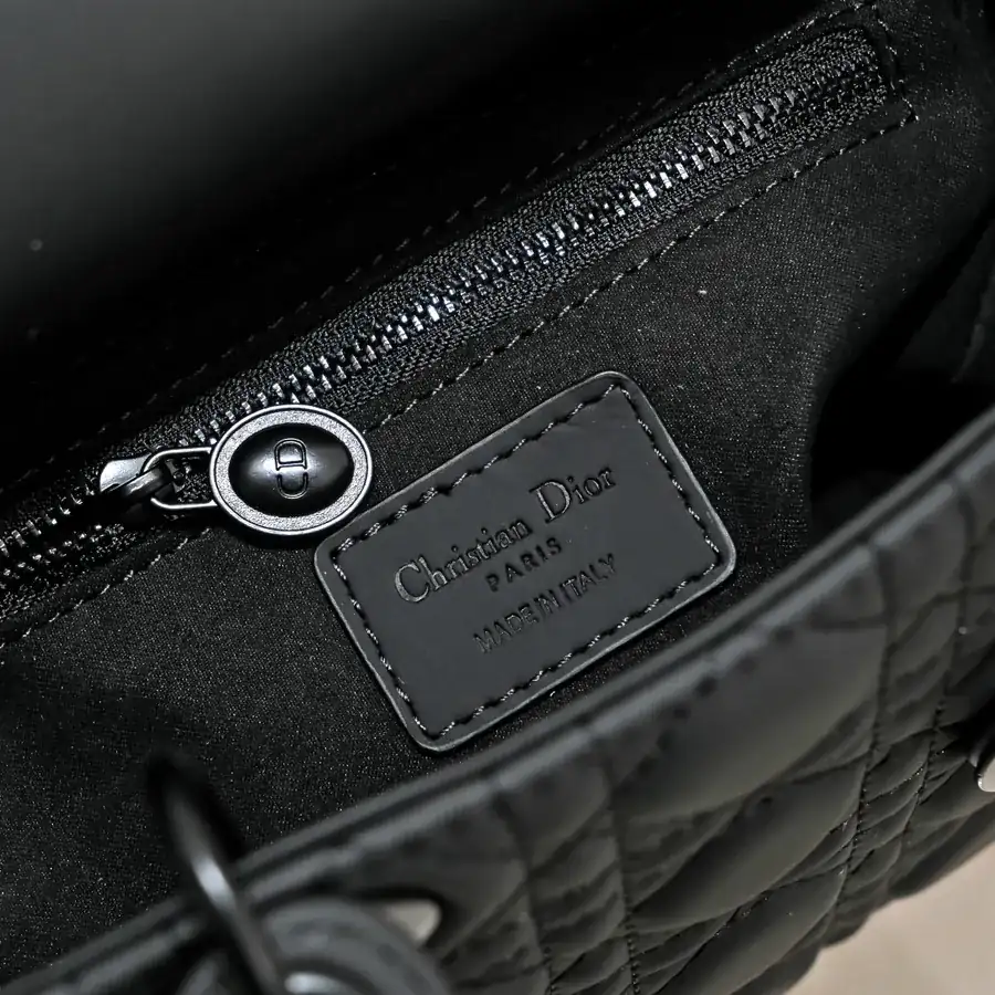 Di0r Ultra Matte Black Calfskin Tote with Chain Handles