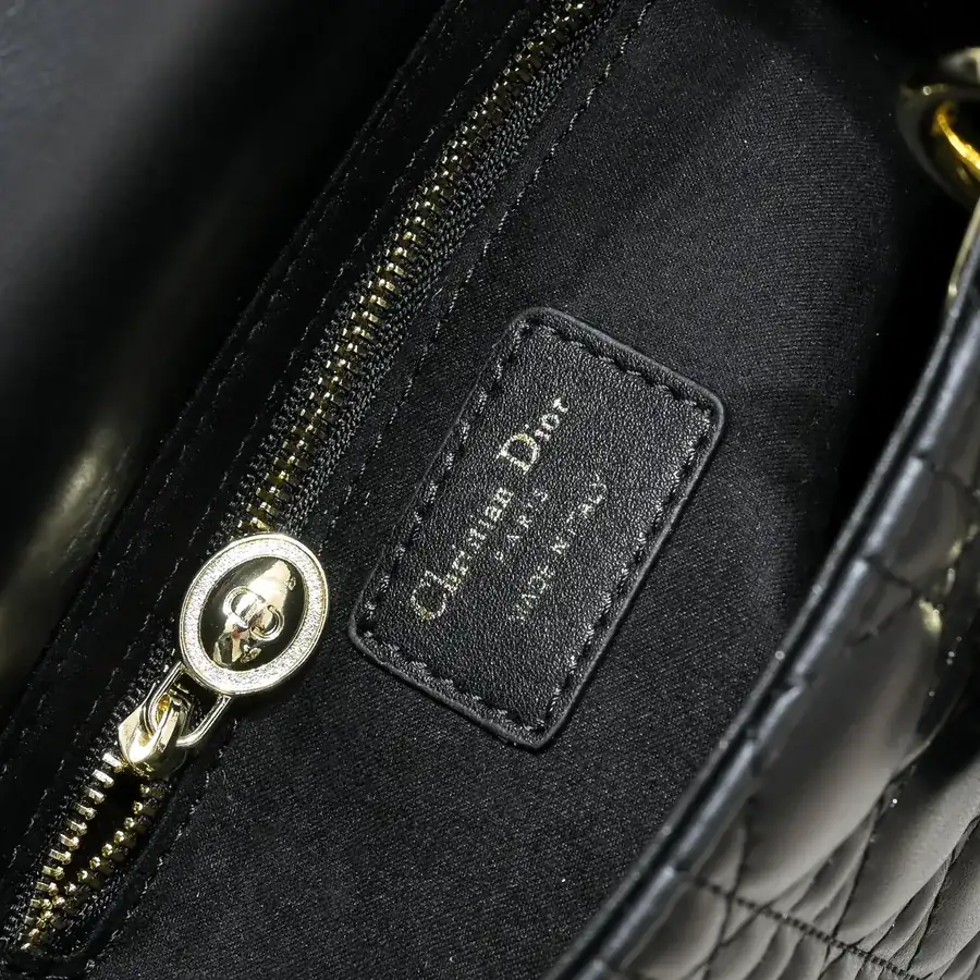 Lady Dio.r Four Compartment Calfskin with Engraved Brass Clasp