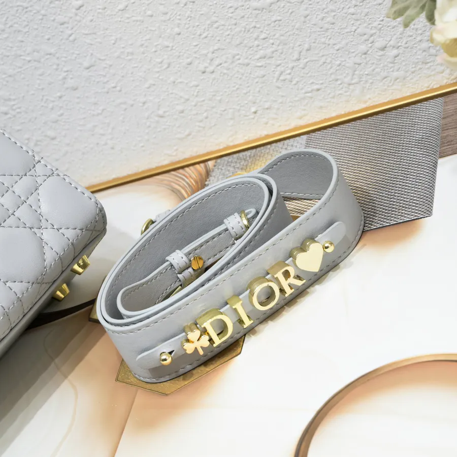 Lady Dio.r Four Compartment Calfskin Bag with Engraved Clasp