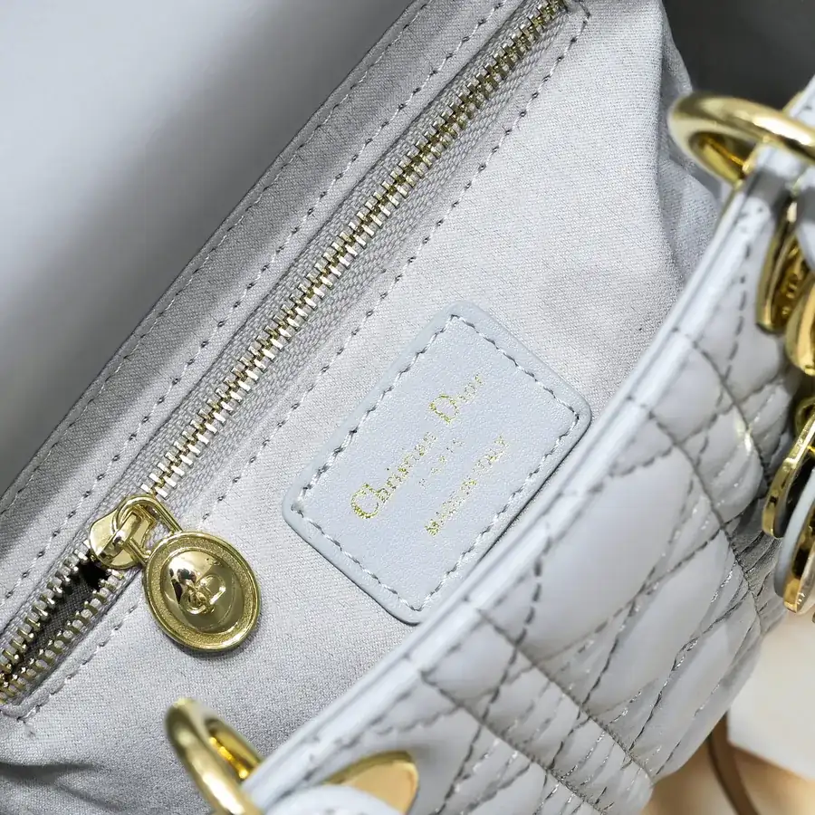 Lady Dio.r Four Compartment Calfskin Bag with Engraved Clasp