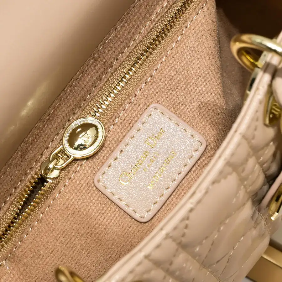 Lady Dio.r Four Compartment Calfskin Bag with Engraved Clasp