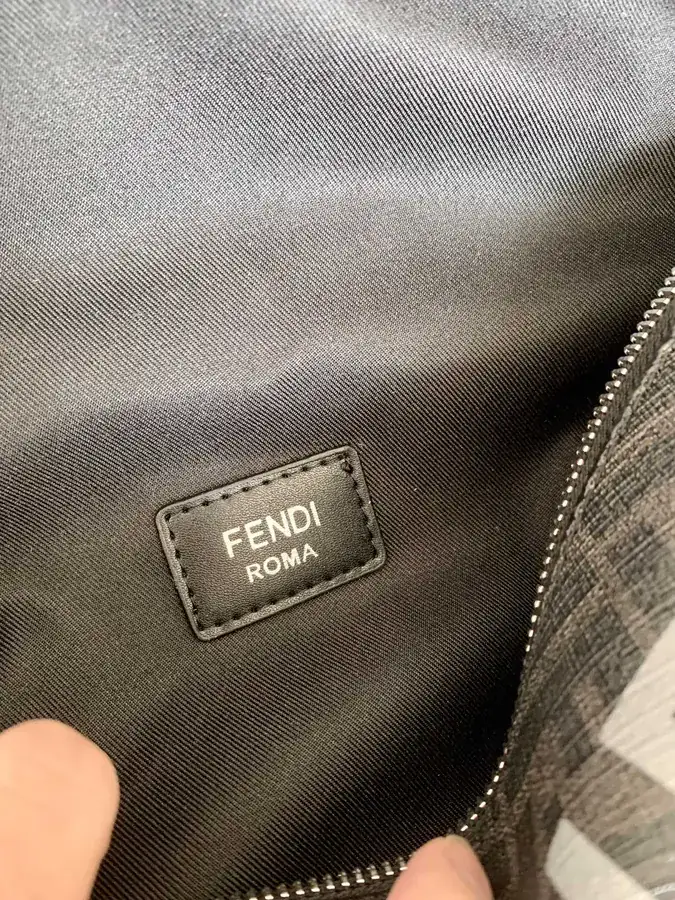 Fendi Black Grained Calfskin Double F Trendy Waist Bag
