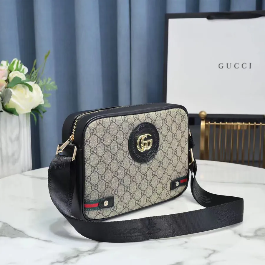 Gucci New Crossbody Bag Premium Full Grain Calfskin with Gucci Pattern
