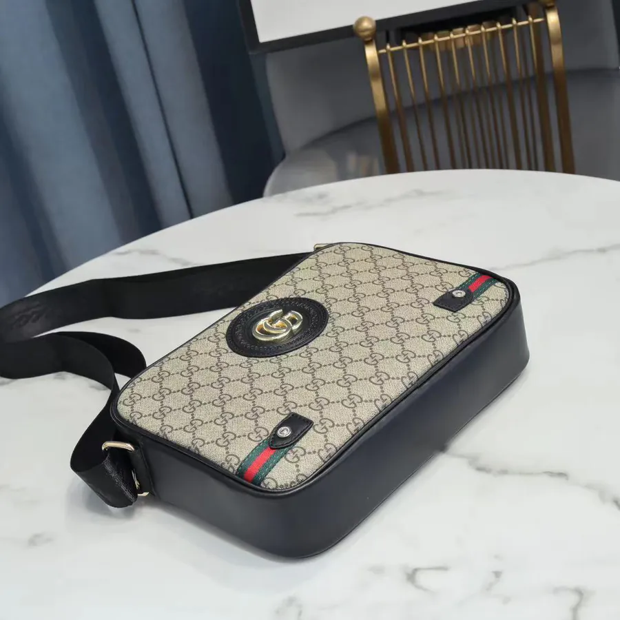 Gucci New Crossbody Bag Premium Full Grain Calfskin with Gucci Pattern