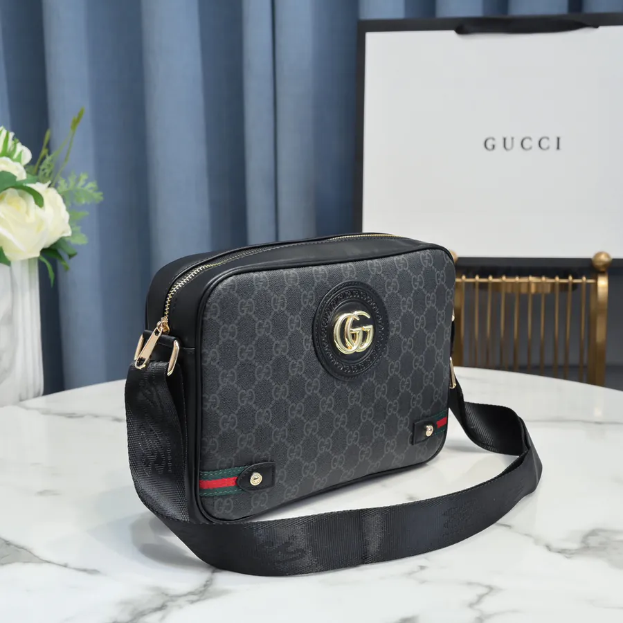 Gucci New Crossbody Bag Premium Full Grain Calfskin with Gucci Pattern