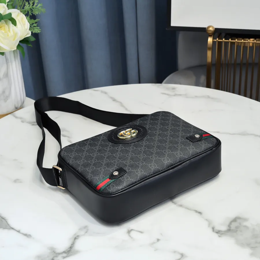 Gucci New Crossbody Bag Premium Full Grain Calfskin with Gucci Pattern