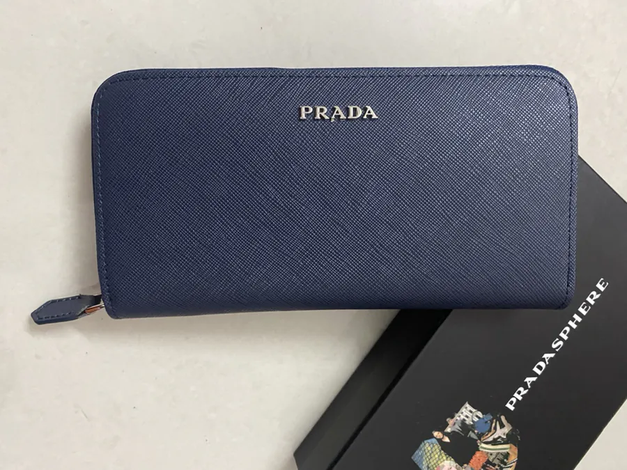 Classic Single Zip Wallet in Blue ZP Development, Italian Cross Grain Calfskin