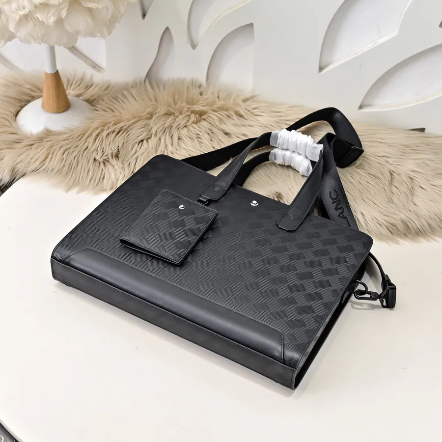 MONT BLANC Men's Briefcase Premium Leather, Elegant Design