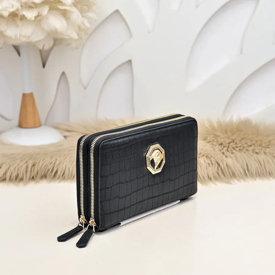 Stefano Ricci Men's Zip Wallet Double Zip, Premium Calfskin
