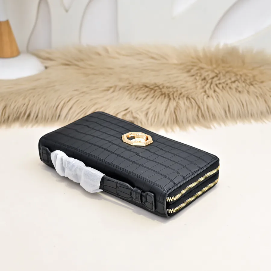 Stefano Ricci Men's Zip Wallet Double Zip, Premium Calfskin