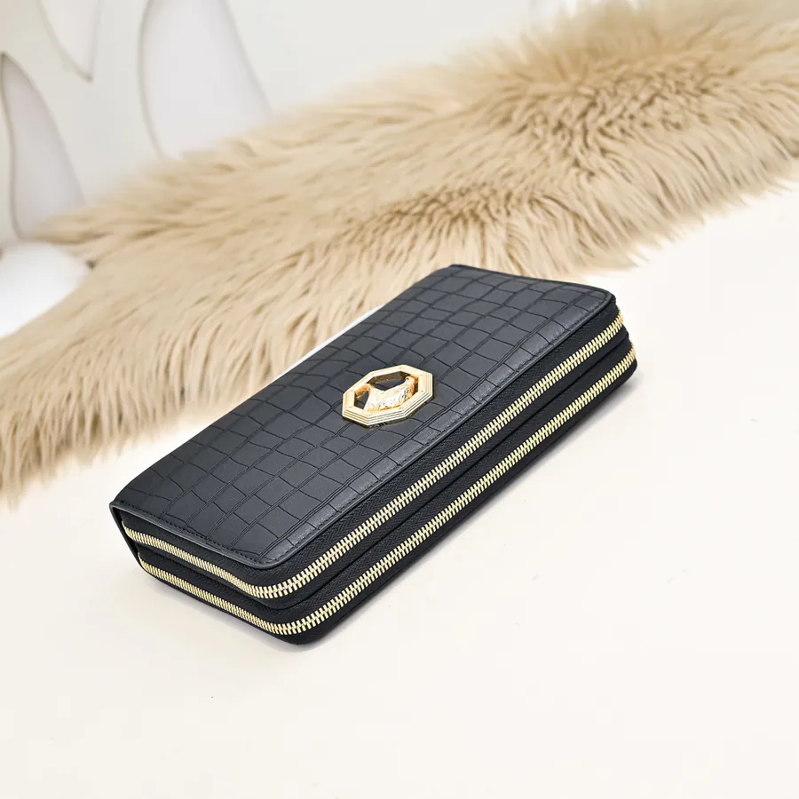 Stefano Ricci Men's Zip Wallet Double Zip, Premium Calfskin