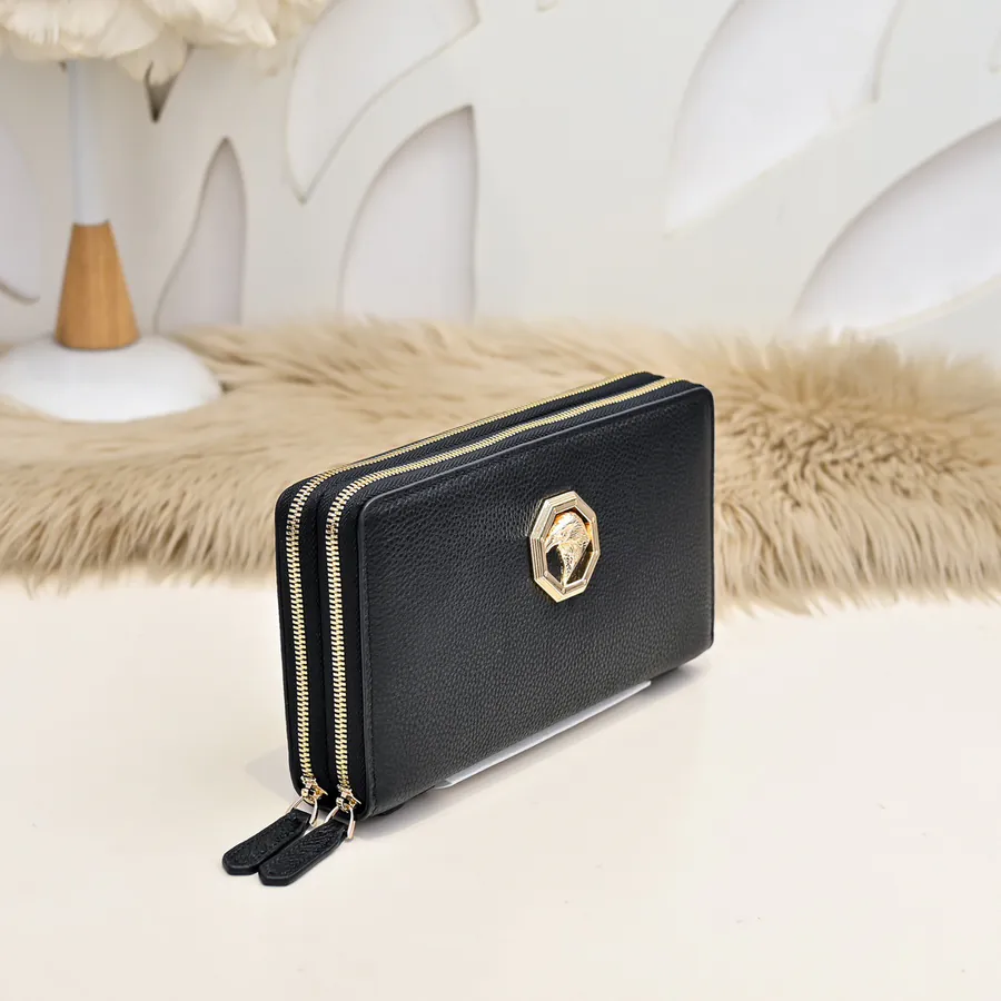 Stefano Ricci Men's Zip Wallet Double Zip, Premium Calfskin
