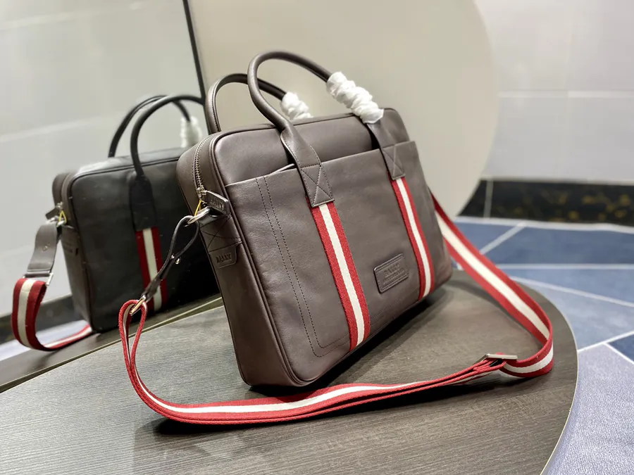 Men's Briefcase in Top Grain Leather with Custom Hardware and Zip Closure