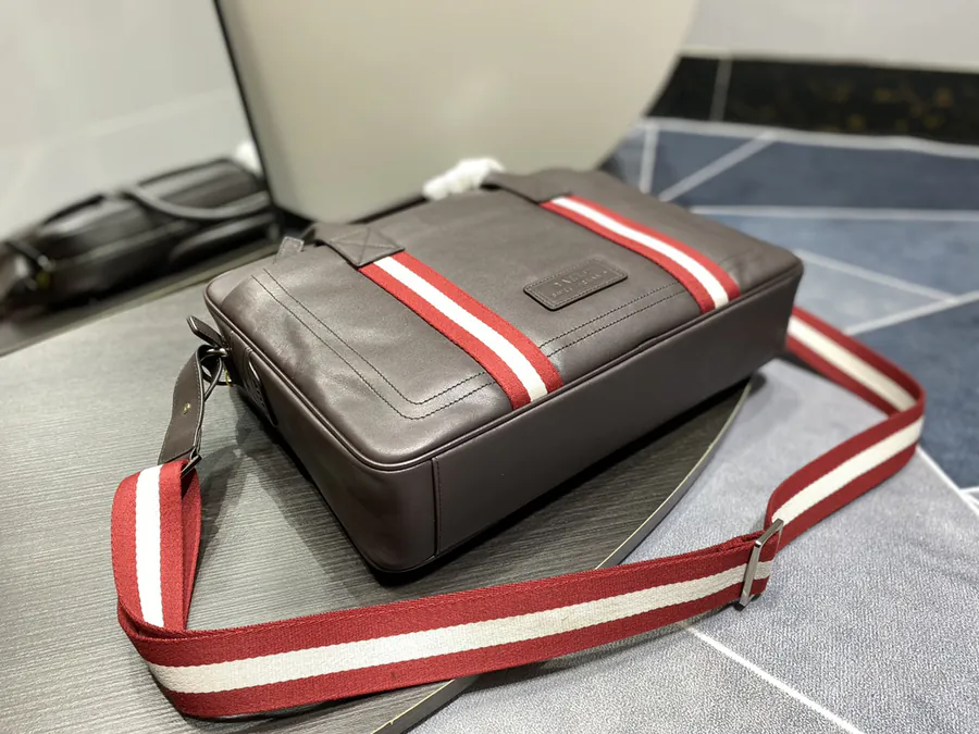 Men's Briefcase in Top Grain Leather with Custom Hardware and Zip Closure