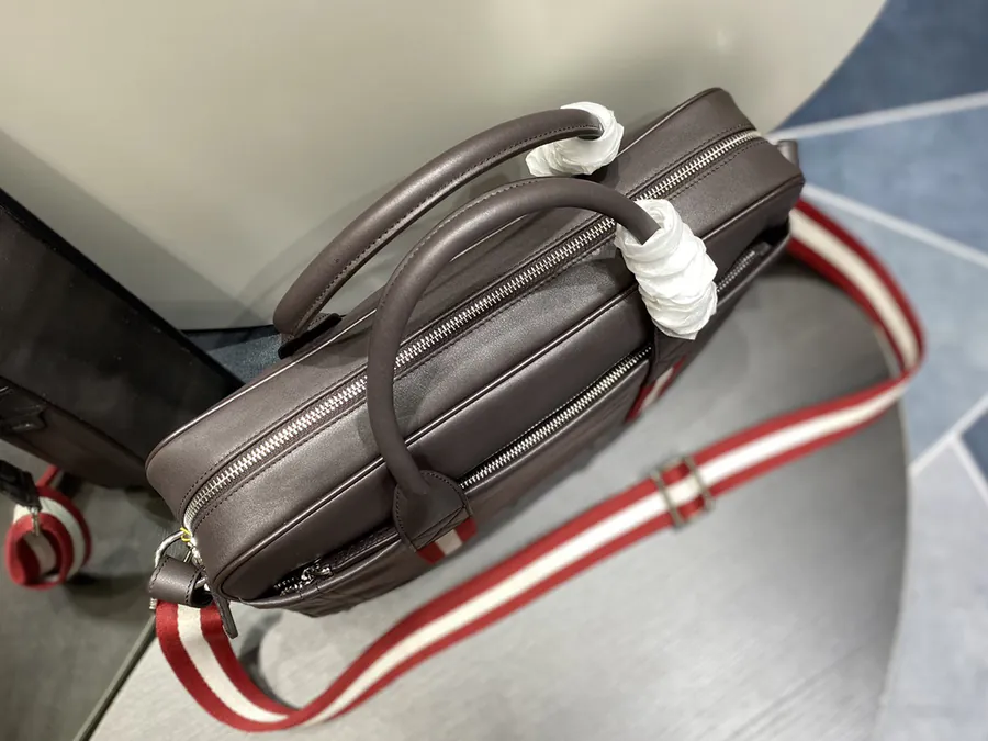 Men's Briefcase in Top Grain Leather with Custom Hardware and Zip Closure