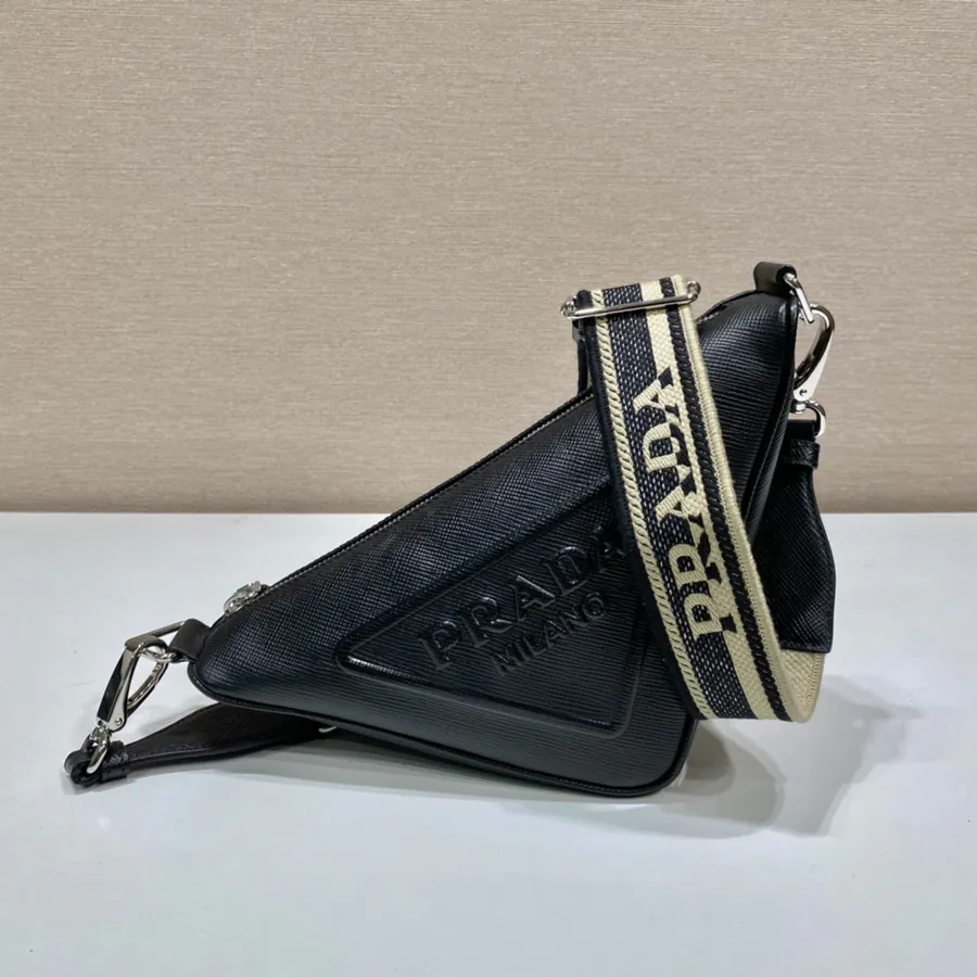 P Triangle Bag with Embroidered Strap