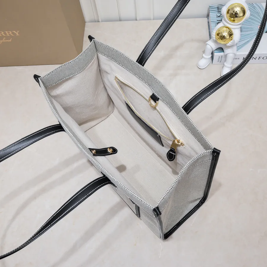 B House Freya Italian Tote Bag with Dual Color Canvas and Leather
