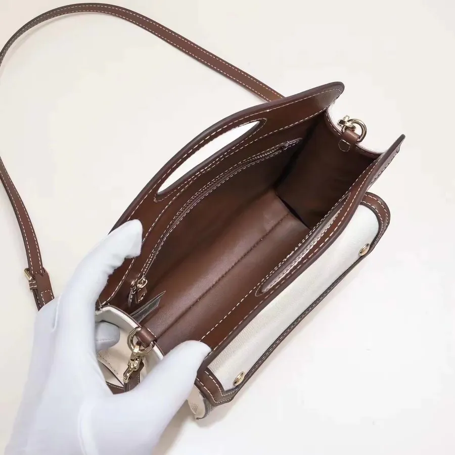 B Collection Tote Bag with Double Color Canvas and Leather Details