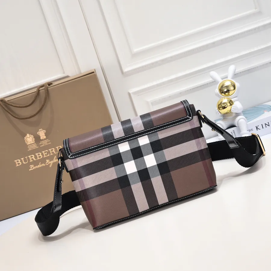 B Family Upgraded Crossbody Bag with Brand Pattern and Handcrafted Leather
