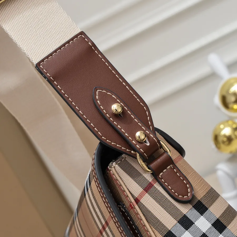 B House Upgraded Mini Crossbody Bag with Grained Leather and Vintage Pattern