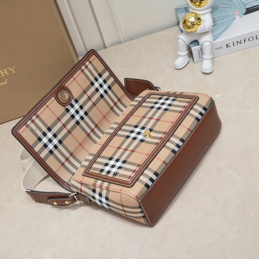 B House Upgraded Mini Crossbody Bag with Grained Leather and Vintage Pattern