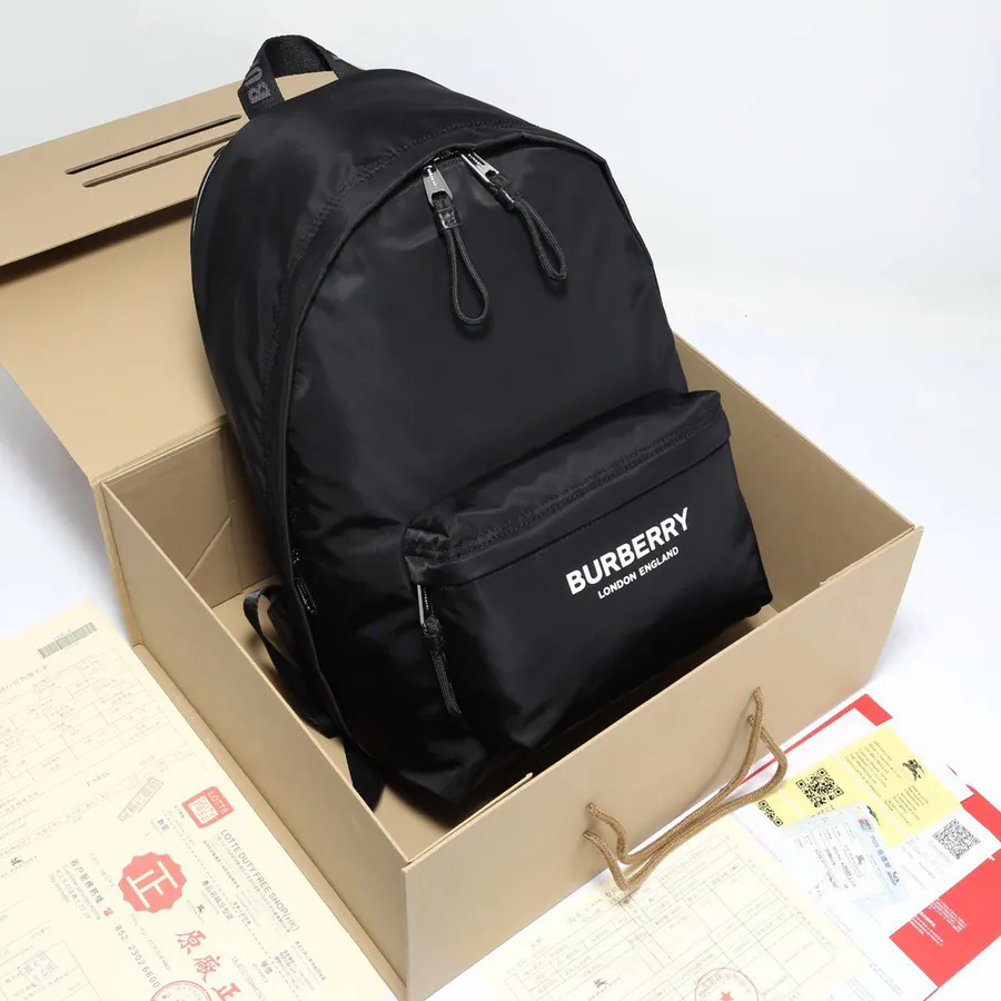B Home Upgraded Nylon Backpack with Brand Logo and Letter Embroidered Handles