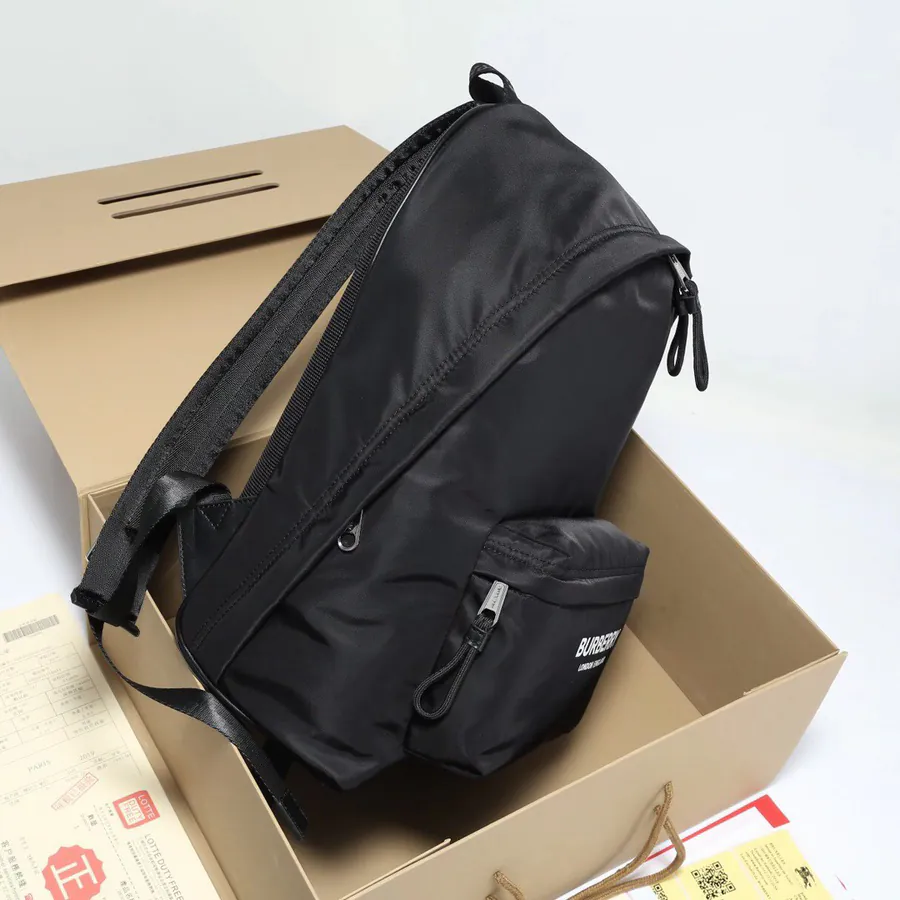 B Home Upgraded Nylon Backpack with Brand Logo and Letter Embroidered Handles