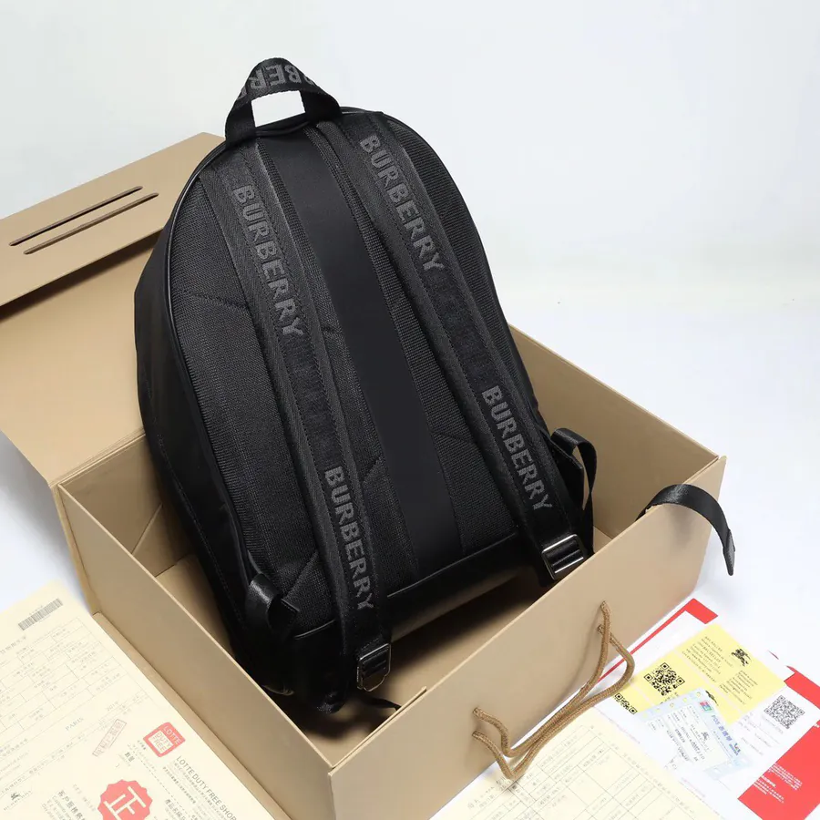 B Home Upgraded Nylon Backpack with Brand Logo and Letter Embroidered Handles