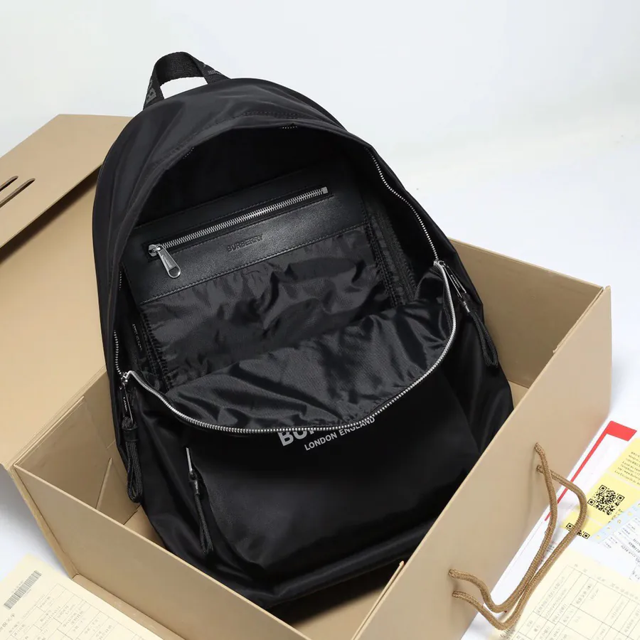 B Home Upgraded Nylon Backpack with Brand Logo and Letter Embroidered Handles