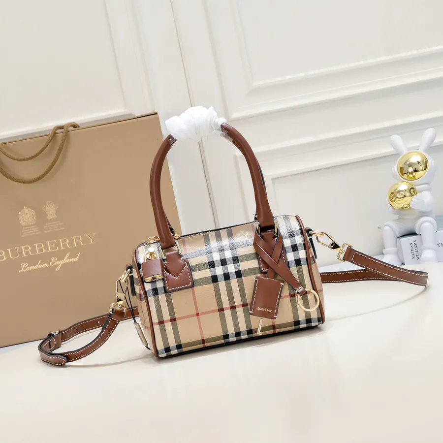 Bur New Mini Bowling Bag in桦木棕格纹