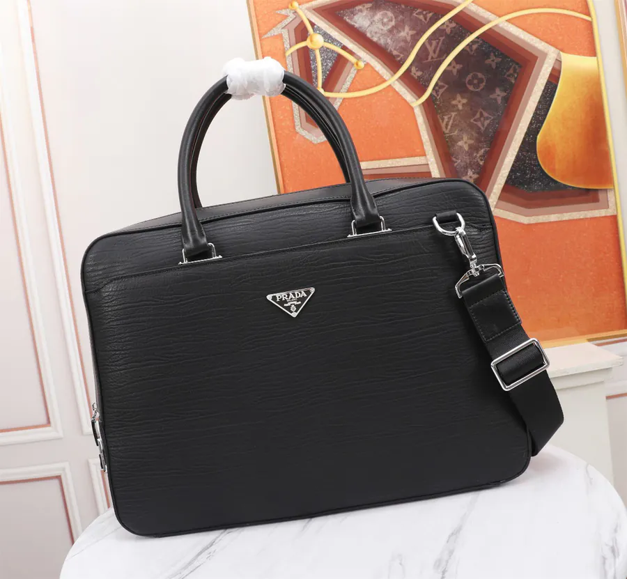 Prada 2023 Password Lock Briefcase in Grained Calfskin