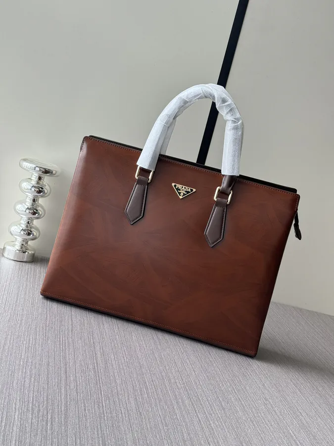 Prada Premium Briefcase 2024 Trendy Large Capacity Handmade