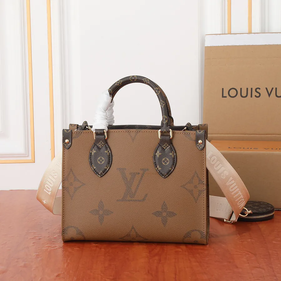 OnTheGo Small Handbag with Monogram and Monogram Reverse Canvas
