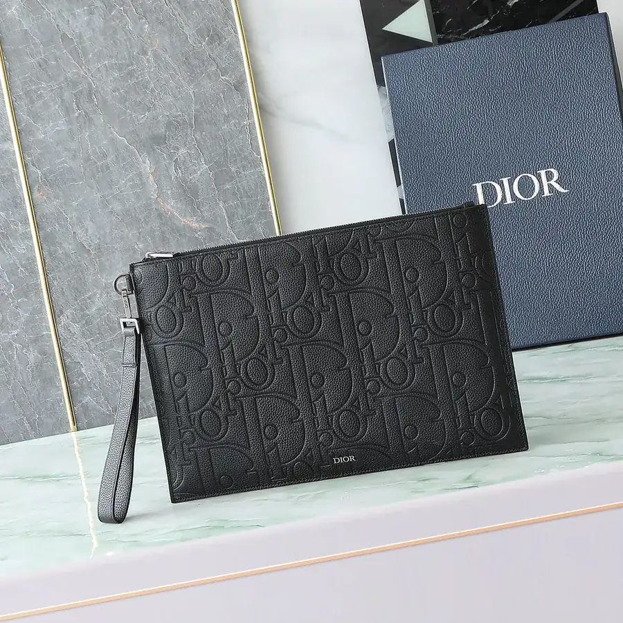 Dior A4 Handbag with Gravity Print Leather and Detachable Strap