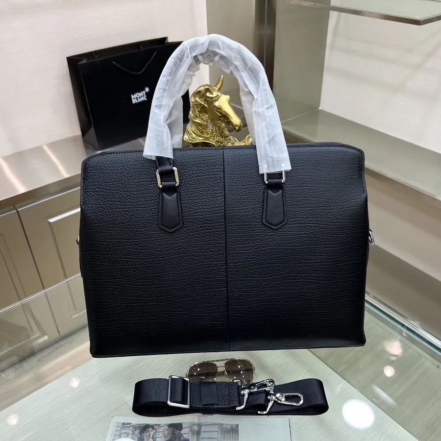 Montblanc International Men's Briefcase Premium Grained Calfskin, Business Style
