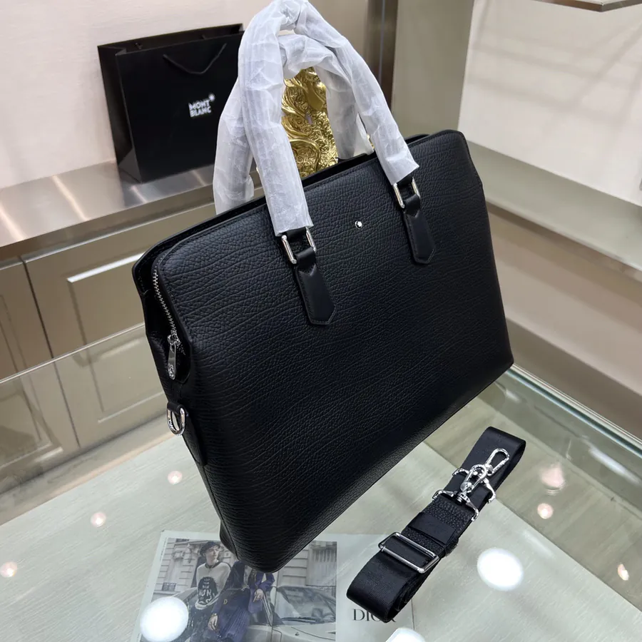 Montblanc International Men's Briefcase Premium Grained Calfskin, Business Style
